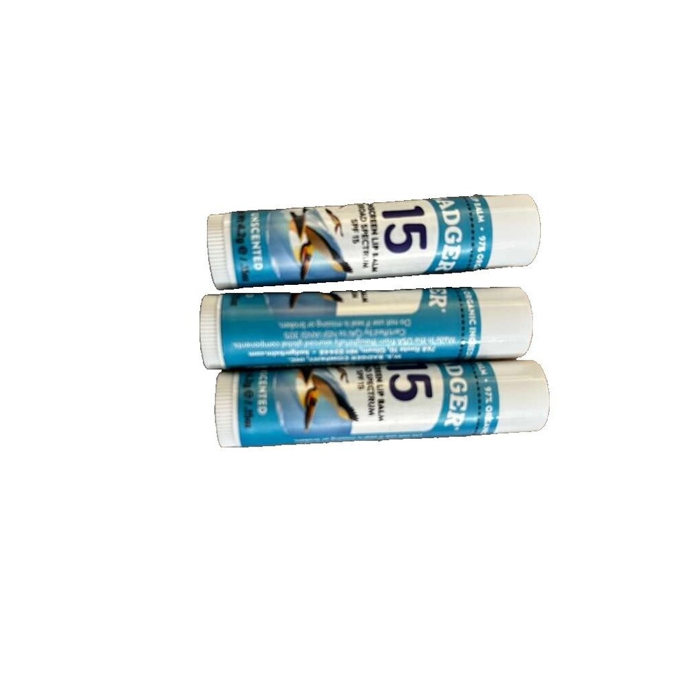 New 3 pack Badger - SPF 15 Mineral Sunscreen Lip Balm